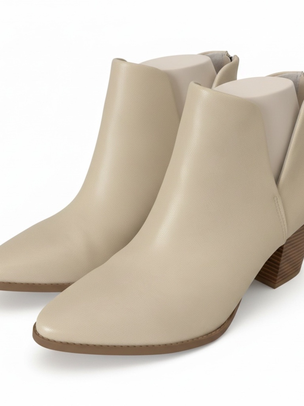 SUN & STONE Women's Cream Ankle Booties - Sleek Casual Chelsea Style